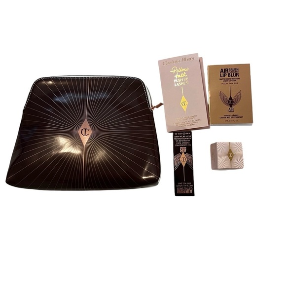 NEW Charlotte Tilbury 4 Piece Magic Cream Mascara Lip Blur Setting Spray Pouch - Picture 1 of 16